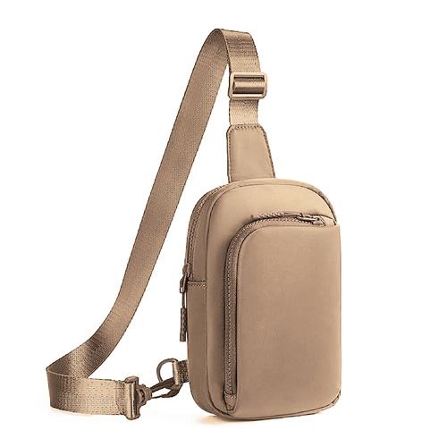 Light Brown Trendy Waterproof Sling Bag - Lightweight Crossbody Chest Pack, Adjustable Strap - Main Image