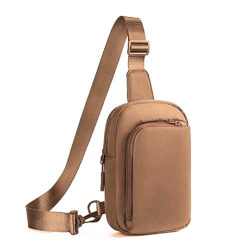 Brown Trendy Waterproof Sling Bag - Lightweight Crossbody Chest Pack, Adjustable Strap - Main Image