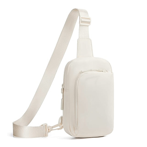 White Trendy Waterproof Sling Bag - Lightweight Crossbody Chest Pack, Adjustable Strap - Main Image