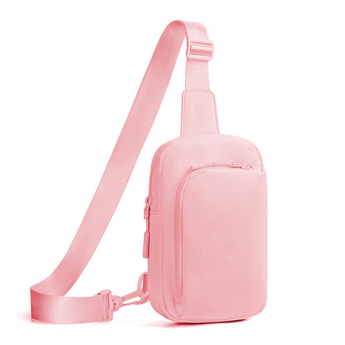 Pink Trendy Waterproof Sling Bag - Lightweight Crossbody Chest Pack, Adjustable Strap - Main Image