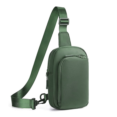Dark Green Trendy Waterproof Sling Bag - Lightweight Crossbody Chest Pack, Adjustable Strap - Main Image