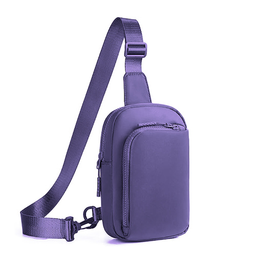 Dark Purple Trendy Waterproof Sling Bag - Lightweight Crossbody Chest Pack, Adjustable Strap - Main Image