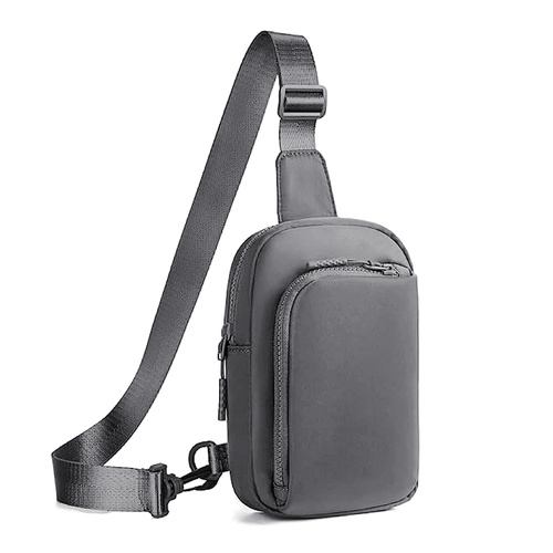 Dark Grey Trendy Waterproof Sling Bag - Lightweight Crossbody Chest Pack, Adjustable Strap - Main Image