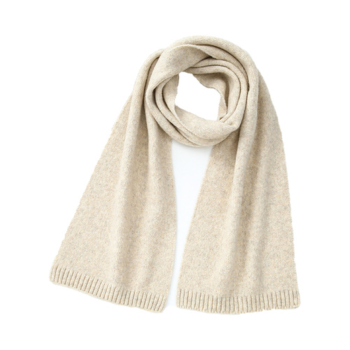 Light Khaki Soft Wool-Blend Solid Color Knit Scarf for Women - Cozy Faux Cashmere Shawl - Main Image