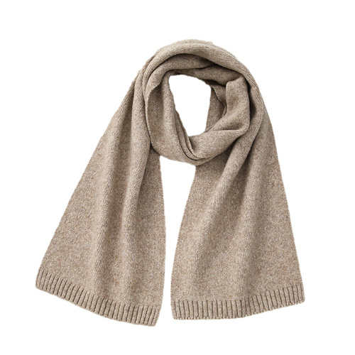 Dark Khaki Soft Wool-Blend Solid Color Knit Scarf for Women - Cozy Faux Cashmere Shawl - Main Image