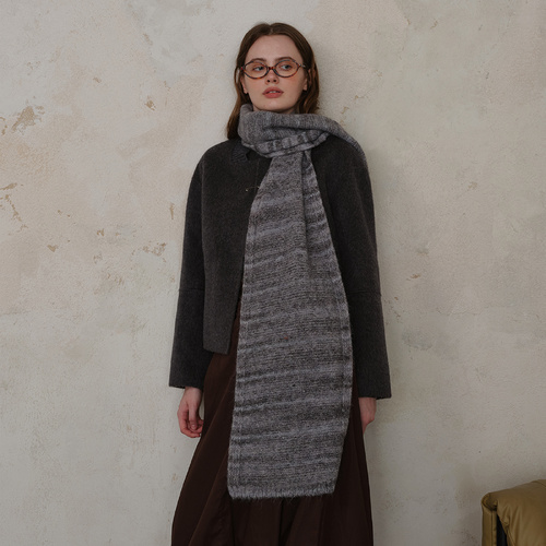 Grey Vintage Wool-Blend Knit Scarf - Warm and Stylish for Men and Women - Main Image