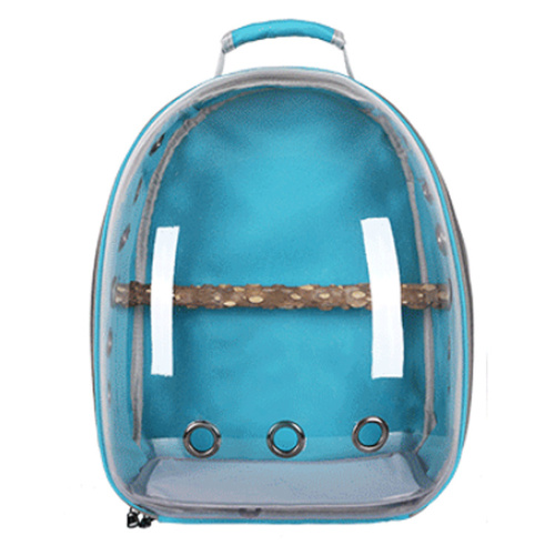 Teal Stylish Transparent PVC Pet Carrier Backpack - Large Capacity, Multi-Use for Birds & Cats(Including Wooden Stick) - Main Image