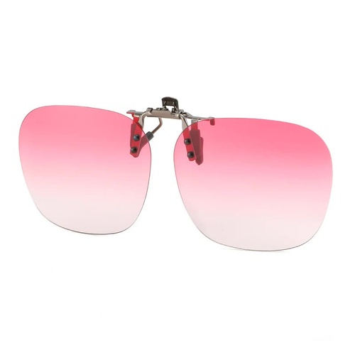2 Pcs Gradient Pink Polarized Clip-On Sunglasses - Day & Night Use, Frameless Polygon Design for Fishing & Driving - Main Image