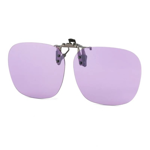 2 Pcs Purple Polarized Clip-On Sunglasses - Day & Night Use, Frameless Polygon Design for Fishing & Driving - Main Image