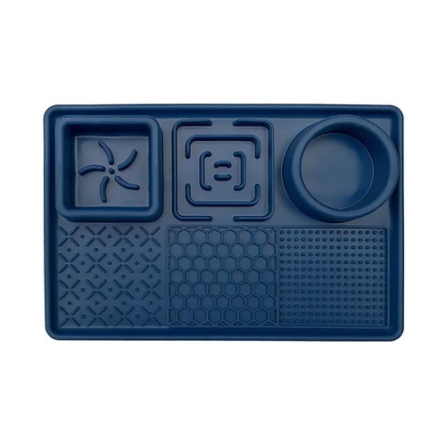 Dark Blue Multi-Functional Pet Slow Feeder Lick Mat - Durable Food-Grade Silicone Anti-Bite Bowl for Dogs - Main Image