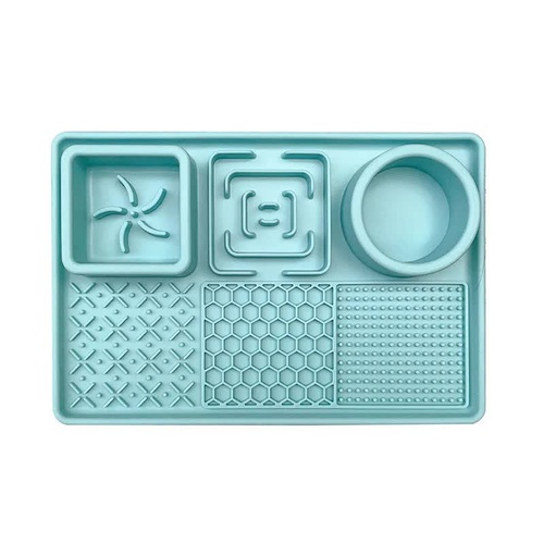 Blue Multi-Functional Pet Slow Feeder Lick Mat - Durable Food-Grade Silicone Anti-Bite Bowl for Dogs - Main Image