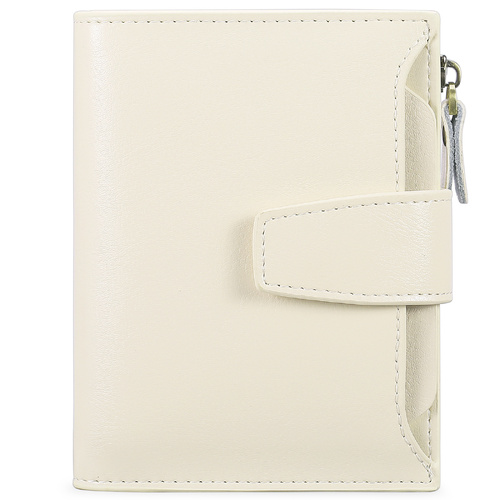 Beige Premium Genuine Leather RFID Blocking Women's Wallet - Lightweight, Multi-Functional, and Stylish - Main Image