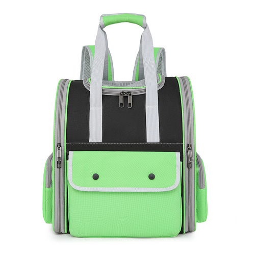 Green Portable Pet Carrier Backpack - Spacious, Breathable, and Travel-Friendly for Cats and Small Dogs - Main Image