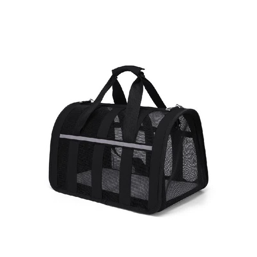 Size S Black Foldable Pet Carrier Bag - Lightweight, Breathable, and Spacious for All Seasons - Main Image