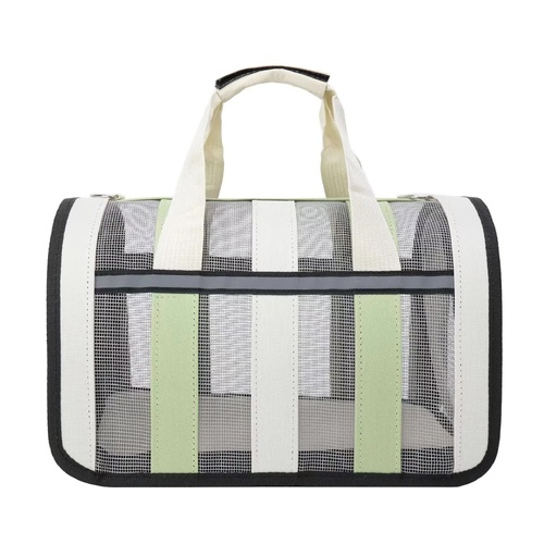 Size S Light Green And White Foldable Pet Carrier Bag - Lightweight, Breathable, and Spacious for All Seasons - Main Image