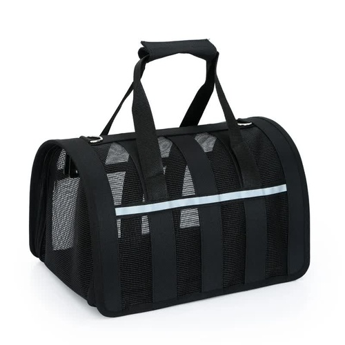 Size L Black Foldable Pet Carrier Bag - Lightweight, Breathable, and Spacious for All Seasons - Main Image