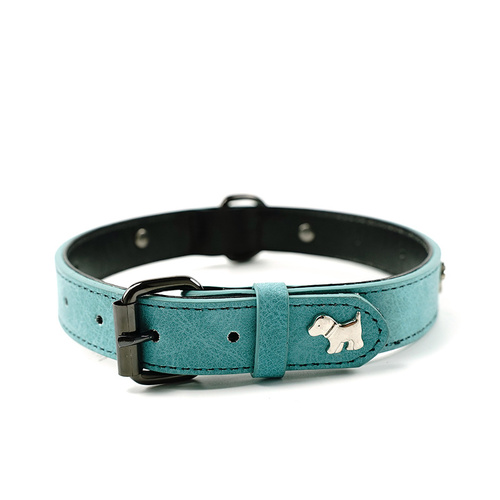 2 PCS Green Soft Leather Dog Collar - Adjustable & Durable for Medium/Large Dogs S-(48*2.0cm) - Main Image