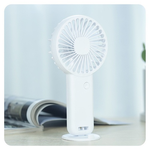 2 PCS White Cute USB Rechargeable Handheld Fan - Phone Stand - Great for Summer - Main Image