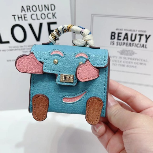 Blue Mini Bag Earphone Case - Stylish Keychain Pouch for Headphones - Main Image