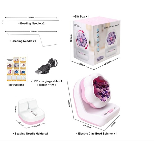 Light Pink DIY Electric Bead Spinner - Jewelry Making Tool with USB Charging - Main Image