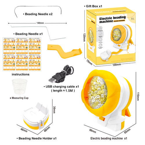 Yellow Automatic Bead Loader - Electric DIY Jewelry Making Kit with Accessories - Main Image