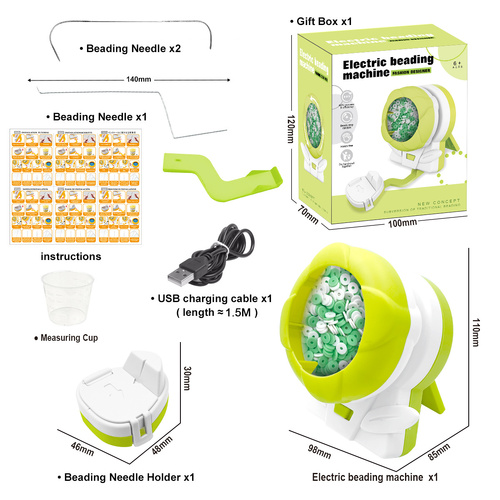 Green Automatic Bead Loader - Electric DIY Jewelry Making Kit with Accessories - Main Image