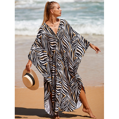 Style 3 Loose Fit Caftan Dress - Resort Style Beach Coverup for Women - Main Image