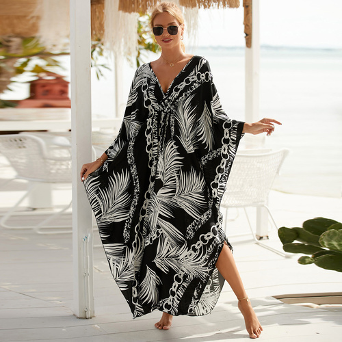 Style 6 Loose Fit Caftan Dress - Resort Style Beach Coverup for Women - Main Image