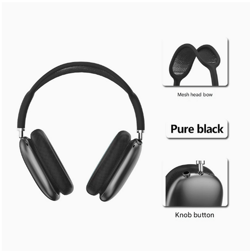 Black Bluetooth Over-Ear Headphones - Mesh Headband, Wireless, Rotatable Earcups - Main Image