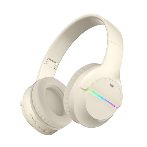 Khaki Wireless Gaming Headphones with Lights - Foldable Design, 40mm Drivers, Comfortable - Main Image