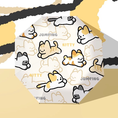 Jumping Kitten Cute Cartoon Umbrella - Sun/Rain Umbrella - Main Image