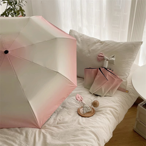 Girly Pink Gradient Automatic Folding Umbrella - Sun & Rain Protection for Women - Main Image