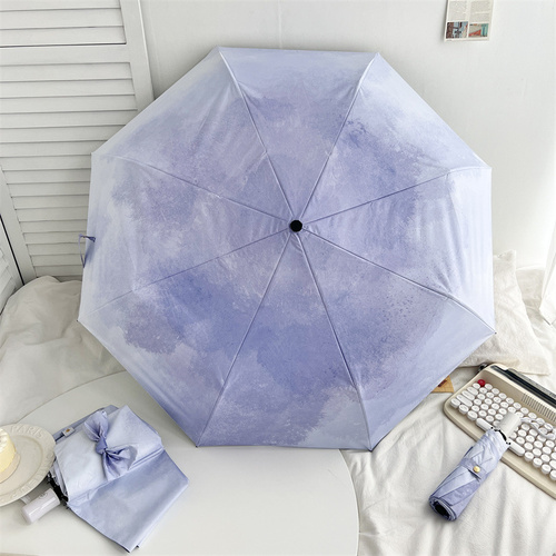 Purple Sweat Gradient Automatic Folding Umbrella - Sun & Rain Protection for Women - Main Image