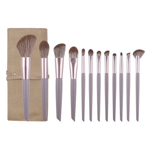 Brown Professional 12 Piece Makeup Brush Kit - Soft Synthetic Brushes for Face & Eyes - Main Image