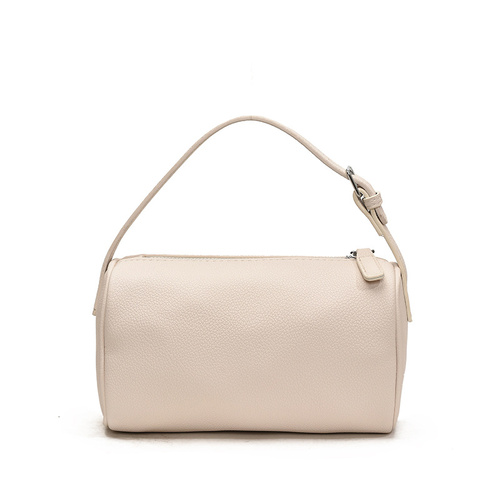Beige Minimalist Shoulder Bag - High-End Cylindrical Design - Main Image