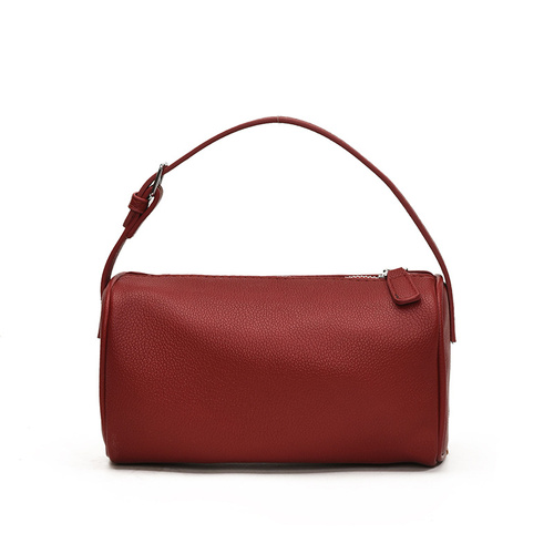 Red Minimalist Shoulder Bag - High-End Cylindrical Design - Main Image