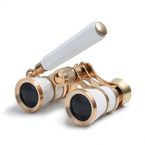 White Elegant Theatre Binoculars - Portable & Stylish Handheld Opera Glasses (Focal length: 400mm) - Main Image