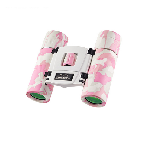 Pinkish White Mini Pocket Binoculars - 8x21 High Power Colorful Binoculars for Kids - Main Image