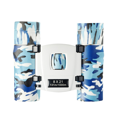 Blueish White Mini Pocket Binoculars - 8x21 High Power Colorful Binoculars for Kids - Main Image
