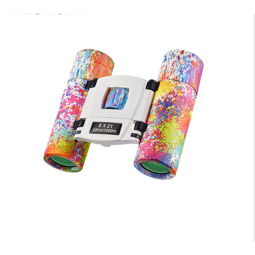 Purple Blue Mini Pocket Binoculars - 8x21 High Power Colorful Binoculars for Kids - Main Image