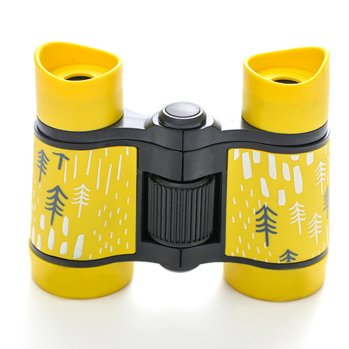 2 PCS Yellow Kids Binoculars - Rubber Grip, Tree Pattern - Main Image