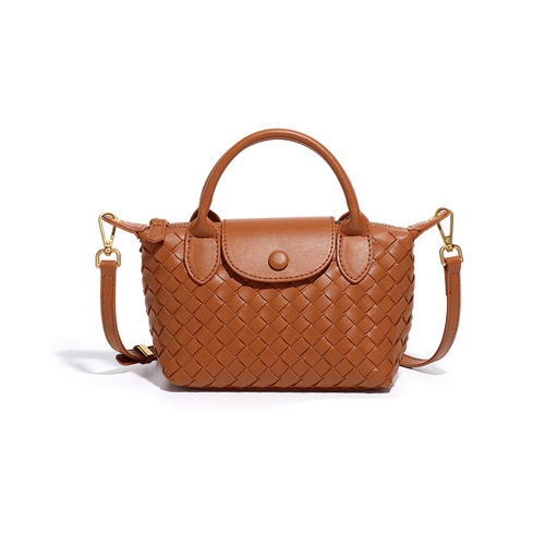 Brown Woven Shoulder Bag - Stylish Dumpling Bag, Simple and Versatile Crossbody for Women - Main Image