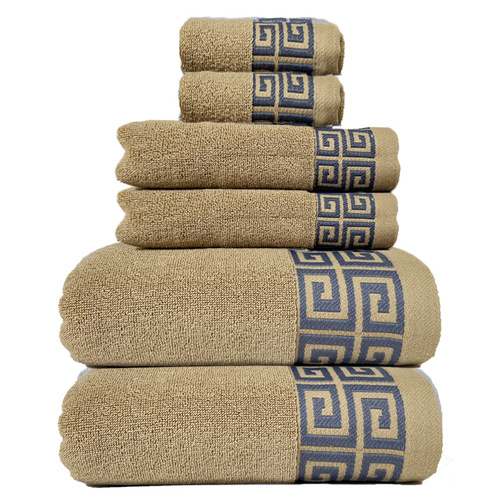 Khaki Luxury Cotton Towel Set - 6-Piece Highly Absorbent Bath & Hand Towels - Main Image