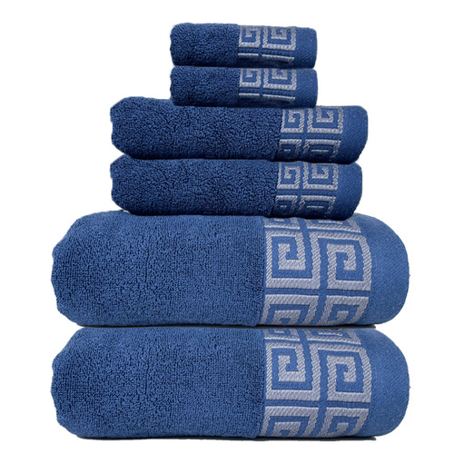 Blue Luxury Cotton Towel Set - 6-Piece Highly Absorbent Bath & Hand Towels - Main Image