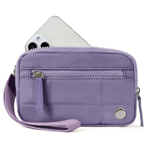 Dark Purple Waterproof Wristlet Wallet - Nylon Pouch for Cards, Phone & Coins(Without Mobile Phone) - Main Image