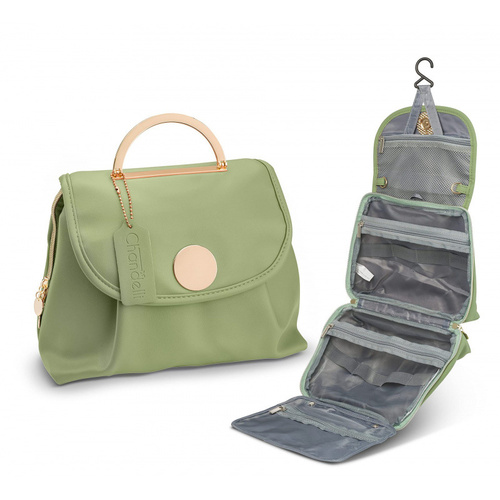 Green Stylish Travel Makeup Organizer Bag with Hanging Hook - Waterproof & Spacious Design - Main Image