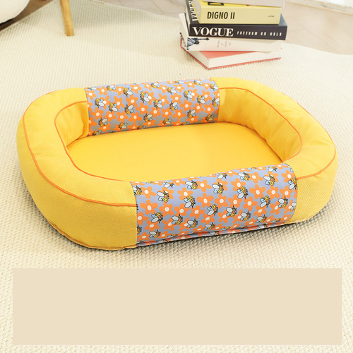 Size M Yellow Cozy Pet Bed for Small Dogs and Cats - Durable & Chew-Resistant Nest for All Seasons - Main Image