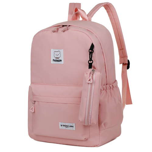 Pink Large Capacity Travel Backpack for Girls - Waterproof School Bag with Detachable Pencil Case - Main Image