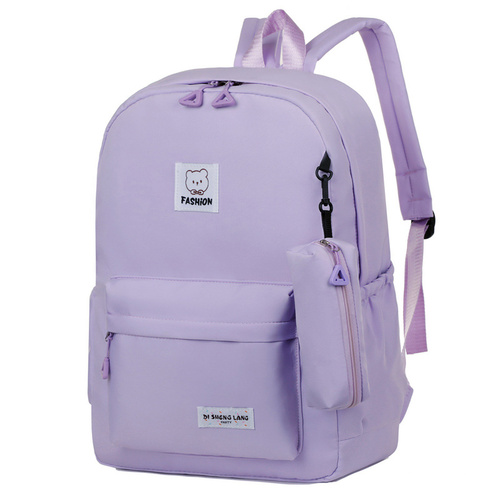 Purple Large Capacity Travel Backpack for Girls - Waterproof School Bag with Detachable Pencil Case - Main Image