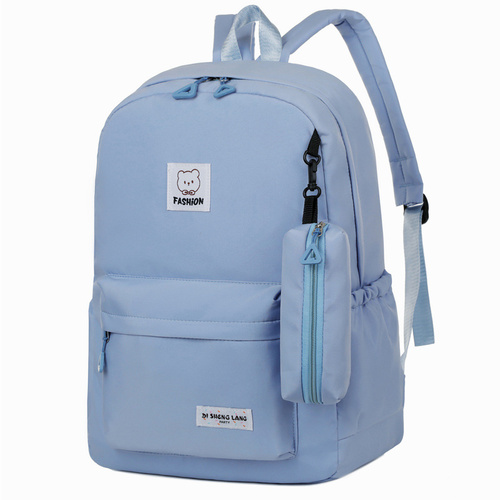 Blue Large Capacity Travel Backpack for Girls - Waterproof School Bag with Detachable Pencil Case - Main Image